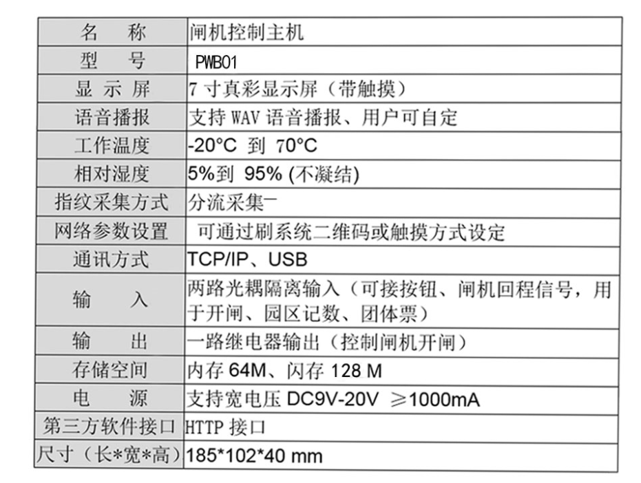 塞伯羅斯閘機控制主機產品參數 塞伯羅斯閘機控制主機產品參數